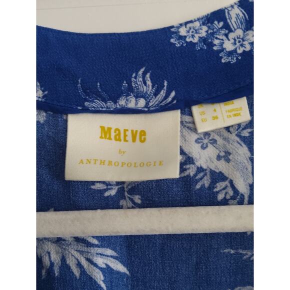 $Maeve Anthropologie Clarita blue & white wrap top floral Fairy Flowy boho - Picture 4 of 7